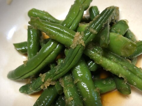 電子レンジでインゲンの煮びたし